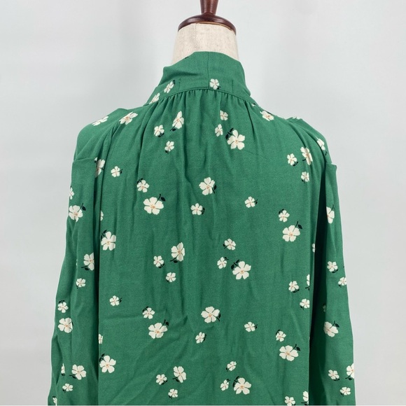 Buru Green Floral Bow Housecoat Dress Extra Small XS - Picture 10 of 13